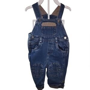 Faded Glory Infant Baby Boy Size 3-6 Months Denim Bib Cuffed Overalls Cozycore